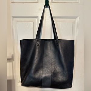 Madewell Paintstripe Transport Leather Tote